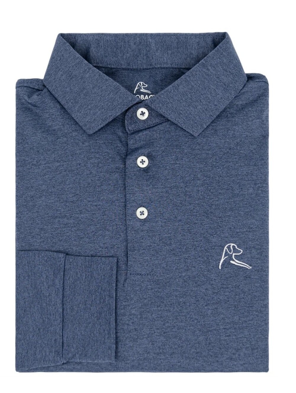 Rhoback Men's Long Sleeve Performance Polo Annapolis Blue Heather